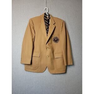 Vintage UPS WA District 100% Wool Tan LS Button Up Blazer And Tie Set Men's 46R